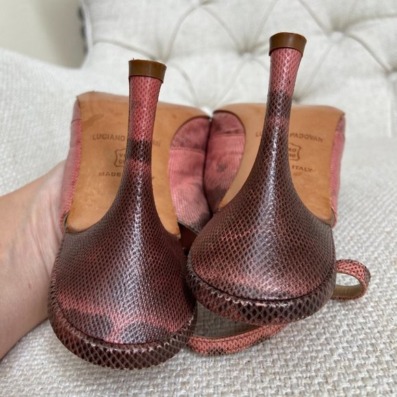 Snakeskin Heels Vintage Leather Pink Stilettos Italian Size 6 36 Luciano Padovan - Picture 9 of 12
